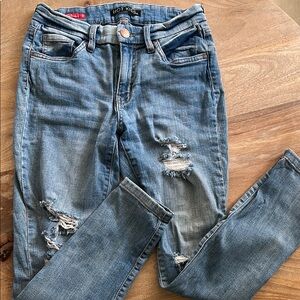 Hot Kiss Blue Skinny Jeans with Distressed Details